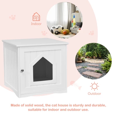 Tangkula Wooden Pet Cat House Litter Box Cat Washroom Nightstand Cat Storage Bench 6 Tangkula Wooden Pet Cat House Litter Box Cat Washroom Nightstand Cat Storage Bench - Image 6
