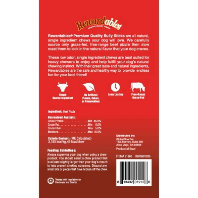 Rewardables 4" To 6" Bull Stick Beef Flavored Dog Treat - 6.5oz 2 Rewardables 4" To 6" Bull Stick Beef Flavored Dog Treat - 6.5oz - Image 2