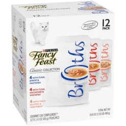 Purina Fancy Feast Broths Classic Collection Gourmet Wet Cat Food Complement Tuna, Shrimp, Fish & Salmon - 1.4oz/12ct Variety Pack -PawHut Sales Store GUEST e8dea980 dfce 429e 8807 dd345dc38bb6