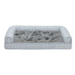 FurHaven Plush Fur & Diamond Print Nest-Top Memory Foam Sofa Dog Bed