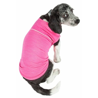 Pet Life Active 'Aero-Pawlse' Heathered Quick-Dry Dog And Cat Tank Top - Pink - S 1 Pet Life Active 'Aero-Pawlse' Heathered Quick-Dry Dog And Cat Tank Top - Pink - S