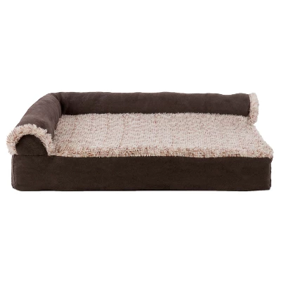 FurHaven Two-Tone Faux Fur & Suede Deluxe Chaise Lounge Cooling Gel Top Foam Sofa Dog Bed 1 FurHaven Two-Tone Faux Fur & Suede Deluxe Chaise Lounge Cooling Gel Top Foam Sofa Dog Bed