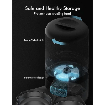PETLIBRO Automatic Cat Feeder For Two Cats, 5L Dry Food Dispenser With Splitter And Two Stainless Bowls, 10s Meal Call And Timer Setting For Cat & Dog 4 PETLIBRO Automatic Cat Feeder For Two Cats, 5L Dry Food Dispenser With Splitter And Two Stainless Bowls, 10s Meal Call And Timer Setting For Cat & Dog - Image 4