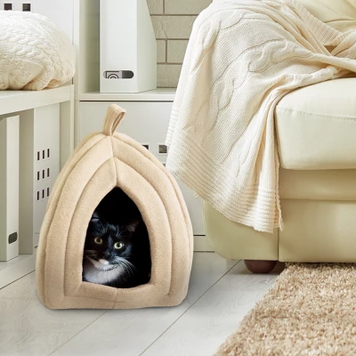 Cat House - Indoor Bed With Removable Foam Cushion - Pet Tent For Puppies, Rabbits, Guinea Pigs, Hedgehogs, And Other Small Animals By PETMAKER (Tan) 3 Cat House - Indoor Bed With Removable Foam Cushion - Pet Tent For Puppies, Rabbits, Guinea Pigs, Hedgehogs, And Other Small Animals By PETMAKER (Tan) - Image 3