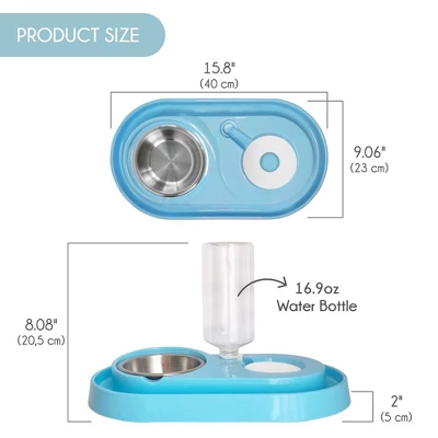 Dog & Cat Food And Water Dispenser Set, Double Dog & Cat Bowls With Steel Bowl, Pet Refillable Water Bowl 3 Dog & Cat Food And Water Dispenser Set, Double Dog & Cat Bowls With Steel Bowl, Pet Refillable Water Bowl - Image 3