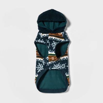 Snow Shoe Lodge Fairisle Faux Shearling Cat And Dog Hoodie - Blue/Brown - Wondershop™ 2 Snow Shoe Lodge Fairisle Faux Shearling Cat And Dog Hoodie - Blue/Brown - Wondershop™ - Image 2