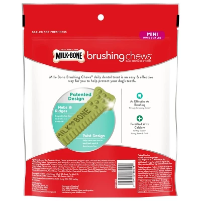 Milk-Bone Brushing Chews In Peppermint Dental Dog Treats With Chicken Flavor - 48ct/18.9oz 1 Milk-Bone Brushing Chews In Peppermint Dental Dog Treats With Chicken Flavor - 48ct/18.9oz