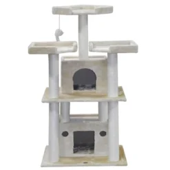 Go Pet Club 51" Beige Cat Tree With Large Houses With Sisal Covered Posts F39 - Beige
