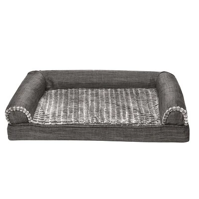 FurHaven Luxe Fur & Performance Linen Memory Foam Sofa Dog Bed 3 FurHaven Luxe Fur & Performance Linen Memory Foam Sofa Dog Bed - Image 3