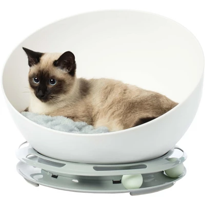 Plastic Bowl Shaped Sleeping Bed House Cat Cave Lounge With Ball Toy 4 Plastic Bowl Shaped Sleeping Bed House Cat Cave Lounge With Ball Toy - Image 4