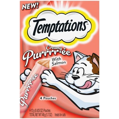 Temptations Creamy Puree With Salmon Lickable Squeezable Adult Cat Treats 7 Temptations Creamy Puree With Salmon Lickable Squeezable Adult Cat Treats - Image 7