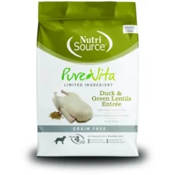 NutriSource PureVita Grain Free Duck & Green Lentils Entree Dry Dog Food - 15 Lbs