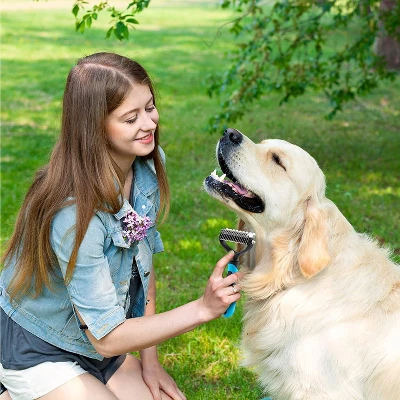 BOSHEL Undercoat Rake For Dogs - Premium Double Sided Dog Grooming Brush - Dog Deshedding Brush - Dematting Comb For Dogs 4 BOSHEL Undercoat Rake For Dogs - Premium Double Sided Dog Grooming Brush - Dog Deshedding Brush - Dematting Comb For Dogs - Image 4