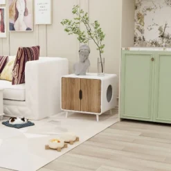 Abel Cat Litter Box Enclosure Multipurpose Anti Tracking Ventilation Holes With Magnetic Doors And Metal Legs Pet House-The Pop Home -PawHut Sales Store GUEST f86d20e4 7930 4e2d a55f 01700195fba3