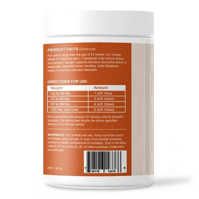 Chew + Heal Calming Anxiety Treats, Dog Supplement, Stress Relief For Travel, Storms & Fireworks - 60 Delicious Chews 3 Chew + Heal Calming Anxiety Treats, Dog Supplement, Stress Relief For Travel, Storms & Fireworks - 60 Delicious Chews - Image 3