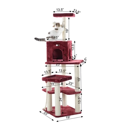 Armarkat Real Wood Cat Tower, Ultra Thick Faux Fur Covered Cat Condo House A6902B, Burgundy; 6 Armarkat Real Wood Cat Tower, Ultra Thick Faux Fur Covered Cat Condo House A6902B, Burgundy; - Image 6