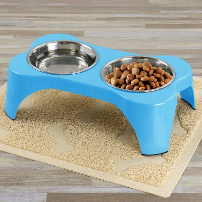 Gibson Home Bow Wow Meow 3 Piece Elevated Pet Bowl Dinner Set In Blue 6 Gibson Home Bow Wow Meow 3 Piece Elevated Pet Bowl Dinner Set In Blue - Image 6
