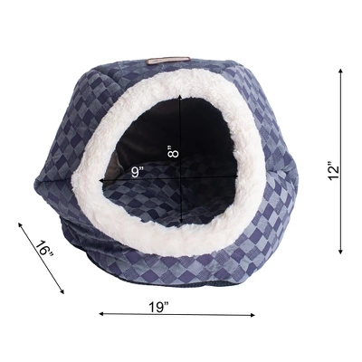 Armarkat Cuddle Cave Cat Bed C44 For Cats & Puppy Dogs, Blue Checkered 4 Armarkat Cuddle Cave Cat Bed C44 For Cats & Puppy Dogs, Blue Checkered - Image 4