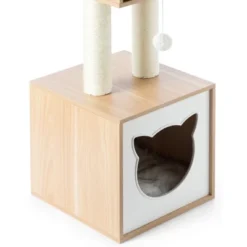 Cat Tree Play House Condo Cube Cave, Platform, Scratcher Post And Ball Toy -PawHut Sales Store GUEST ff8f2c4c a1b2 421b ae5e f209b8024c22