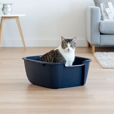 IRIS USA Cat Litter Box Cat Litter Pan With Scoop, Navy 1 IRIS USA Cat Litter Box Cat Litter Pan With Scoop, Navy