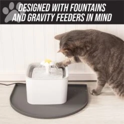 Leashboss Silicone Fountain Mat, Water Station Tray, For Pet Fountains, Dog Gravity Water Bowls And Automatic Dispensing Cat Feeders